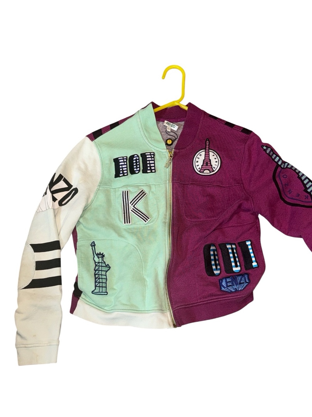 Kenzo Colorblock Zip Jacket in Mint Green & Magenta - Picture 10 of 10